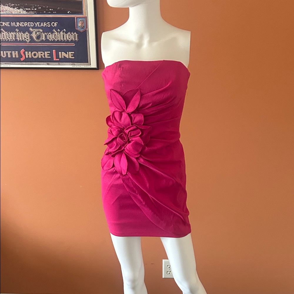 VINTAGE JESSICA MCCLINTOCK strapless pink dress with floral detail